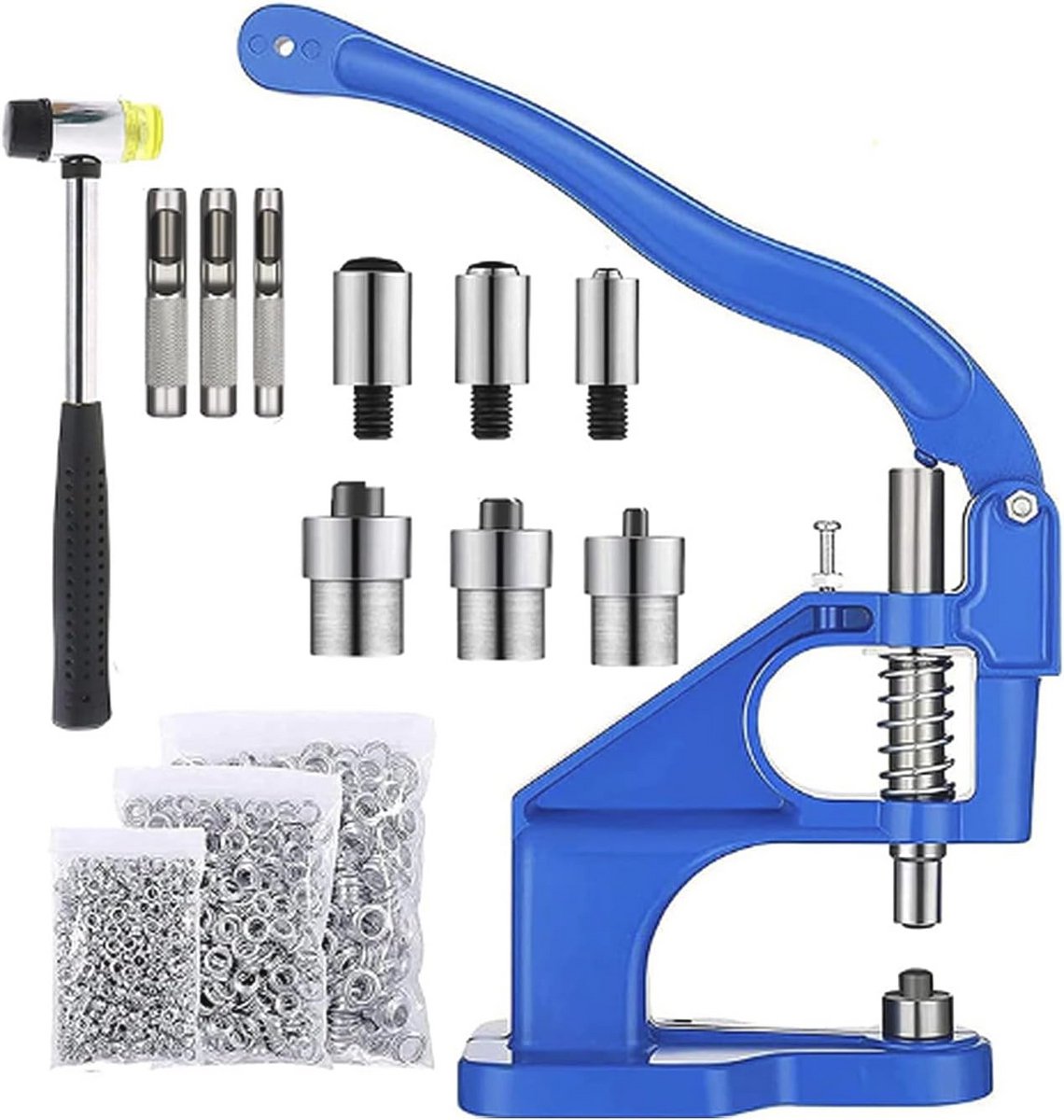 Handperset voor Ogen en Drukknopen – Multifunctionele Grommet Machine inclusief 1500 Ogen