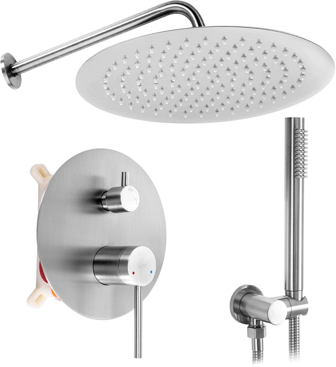 Rea Foss Clif +Box - Inbouwdoucheset - Geborsteld Nikkel - 40X18X21Cm
