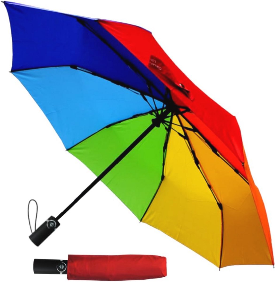 Winddicht 80 km/u StormDefender - Glasvezel Frame - Sterke Compact Kleine Opvouwbare Paraplu - Automatisch Openen en Sluiten - Regenboog Scherm - Robuust Metaal_AIQMN — cadeau in Sport & Outdoor - foto 8