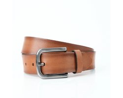 Lynexa - Heren Riem Leer - Premium Buffelleer - Cognac - Metalen Gesp - Inkortbaar - Handgemaakt - Volledig Echt Dik Buffalo Leer - Luxe Broekriem - 4 cm Breed - Cadeau Geschikt - Tijdloos Ontwerp - Ideaal voor Casual -Ideaal voor Zakelijk - Maat 120