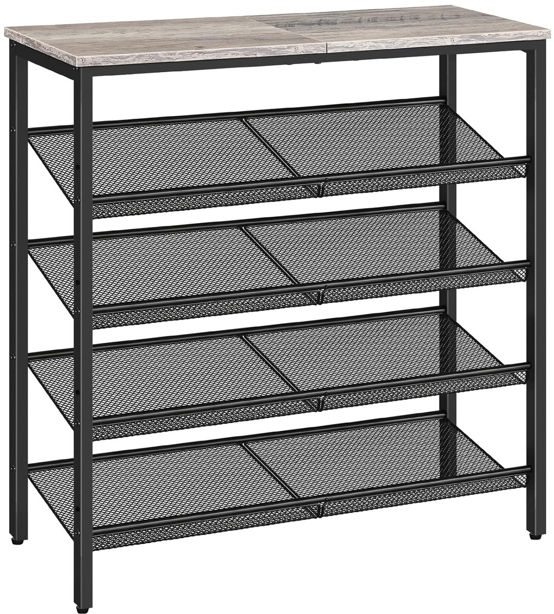 TRANKIELO® - Verstelbaar schoenenrek met 5 verdiepingen – Ruime opbergruimte voor 16-20 paar schoenen – Stijlvol greige-zwart design