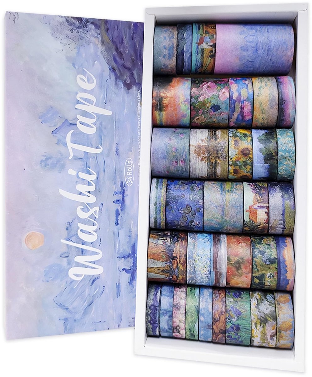 IMPERATORIS® Washi-tape - Masking Tape - Plakband Rol - Meerdere ontwerpen - Veelkleurig - 34 Rollen