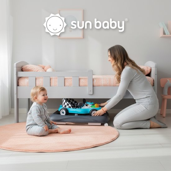 sun baby Loopstoel, baby walker vanaf 6 maanden, verstelbare hoogte, rubberen wielen - Turkoois-Zwart van Merkloos — afbeelding 3