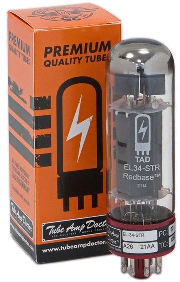 Tube Amp Doctor RT124 EL34-STR/4 Redbase Quartet eindversterkerbuizen (set van 4)