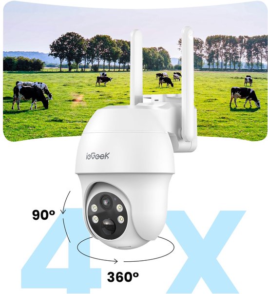ieGeek 4G LTE Bewakingscamera Solar Buiten met SIM-kaart - 2K Ultra HD, Nachtzicht, Bewegingsdetectie, IP65, 360° Draaibaar - Geen WiFi Nodig, SD & Cloud Opslag - Incl. Zonnepaneel - Voor Tuin, Erf & Bedrijf van ieGeek — afbeelding 5