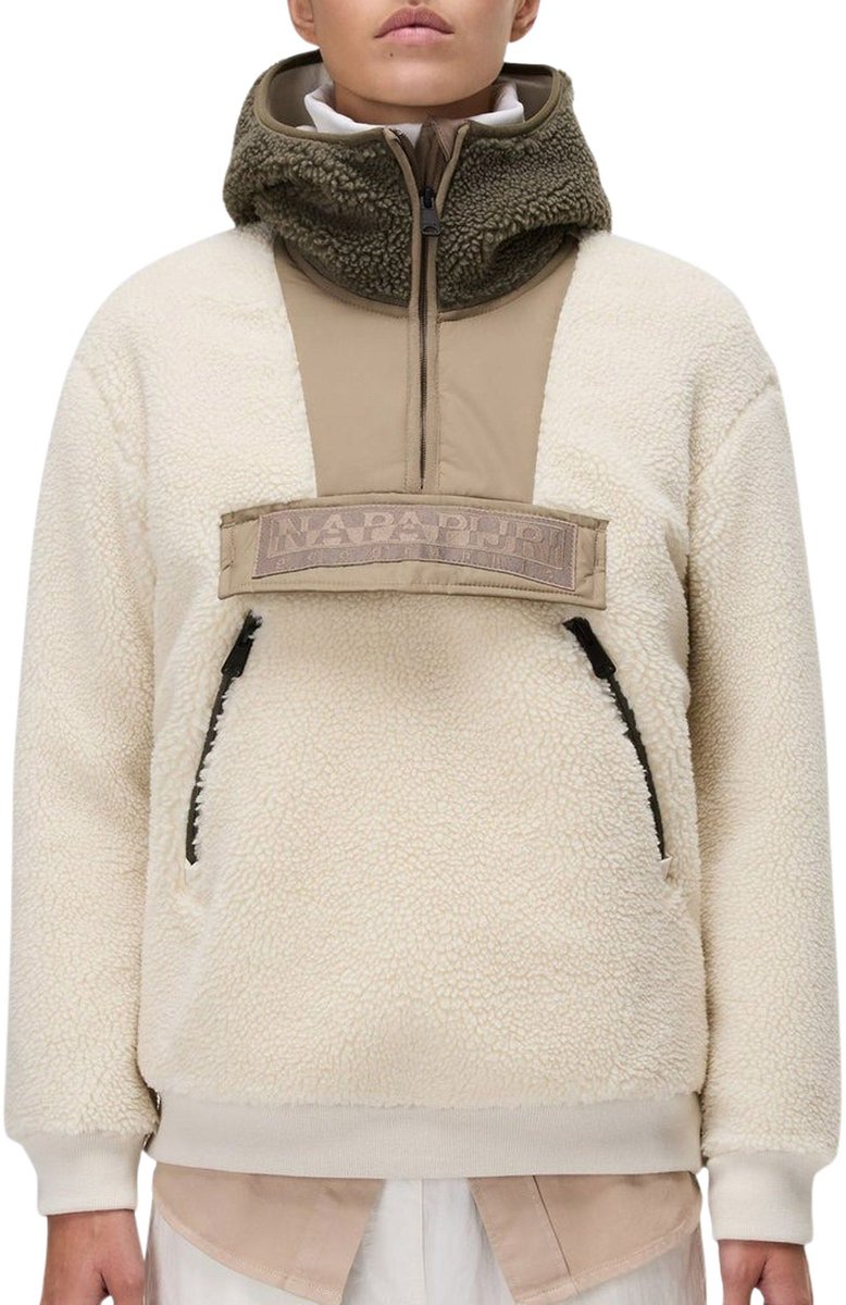 Napapijri Seline Half-Zip Hooded Fleece Sweater Dames Bruin