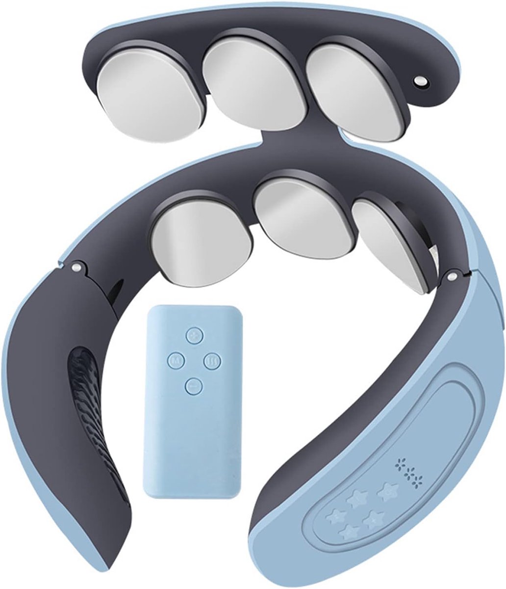 Elektrische Puls Nekmassage,Elektrische Pulse-Nekmassage,Intelligente Elektrische Nekmassage,voor dames heren,Masseert het hele lichaam en is te bedienen met een afstandsbediening - blauw