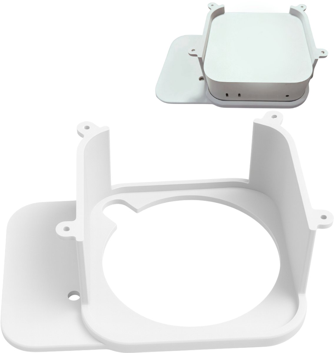 Houder voor onder tafel geschikt voor Apple Mac M4 Mini 2024 Wit - Meurbeugel - Wandbeugel - gemaakt van gerecycled polymeer - inclusief schroeven