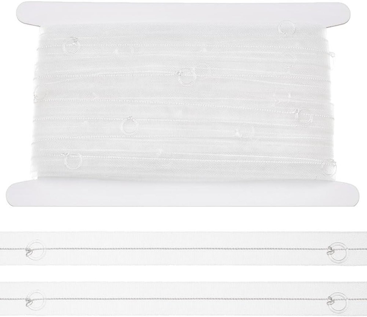 Provento - Doorzichtige gordijntape 20 meter met Romeinse ringen, nylon naaiband voor raamdecoratie - raamhaken - woondecoratieartikelen
