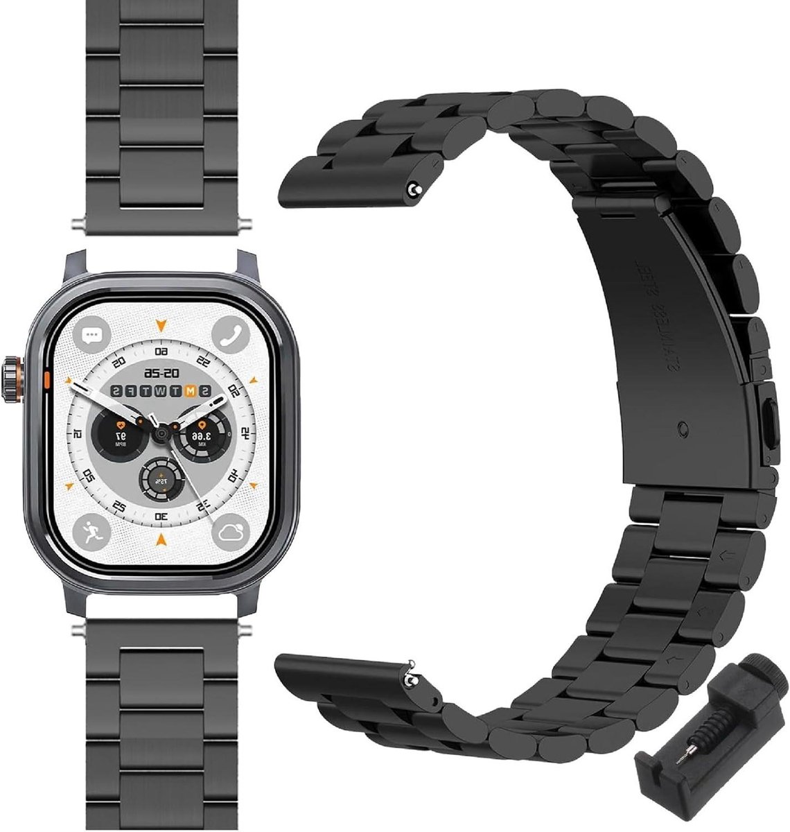 Provento - 22mm Band Vervanging voor Smartwatch - Roestvrij Staal - Slijtvast - Lichtgewicht - Compatibel met Diverse Modellen