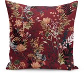Housse de coussin en velours - Fleurs marron sur noir - 45x45 cm - Taie d'oreiller en velours