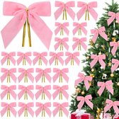 House of Seasons kerst decoratie strik - roze - 20x24 cm