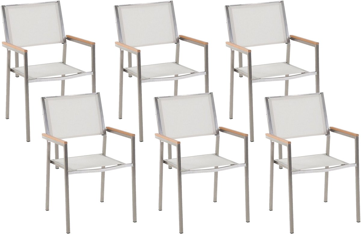 GROSSETO - Tuinstoel set van 6 - Wit - Polyester