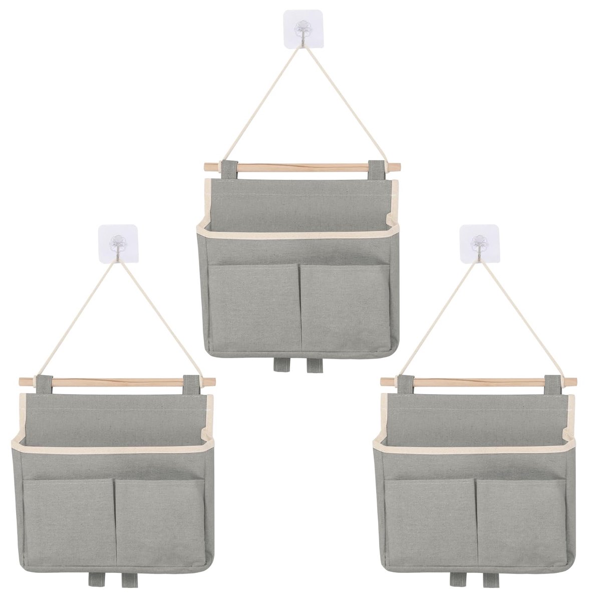 IMPERATORIS® Deurrek/Hangrek met opbergvakken - Deur Organizer/Deurhanger/Deurrek/Opbergzak/Opbergtas - 3 Stuks
