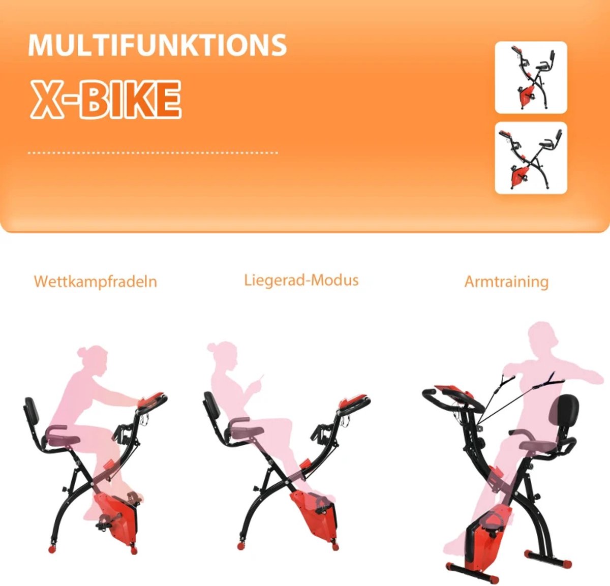 2-in-1 Opvouwbare Hometrainer - X-Bike - afbeelding 2