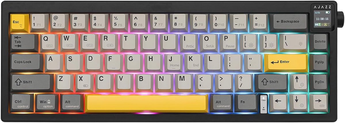 Draadloos Mechanisch Gaming Toetsenbord 65% met Scherm en Hot Swappable Schakelaars