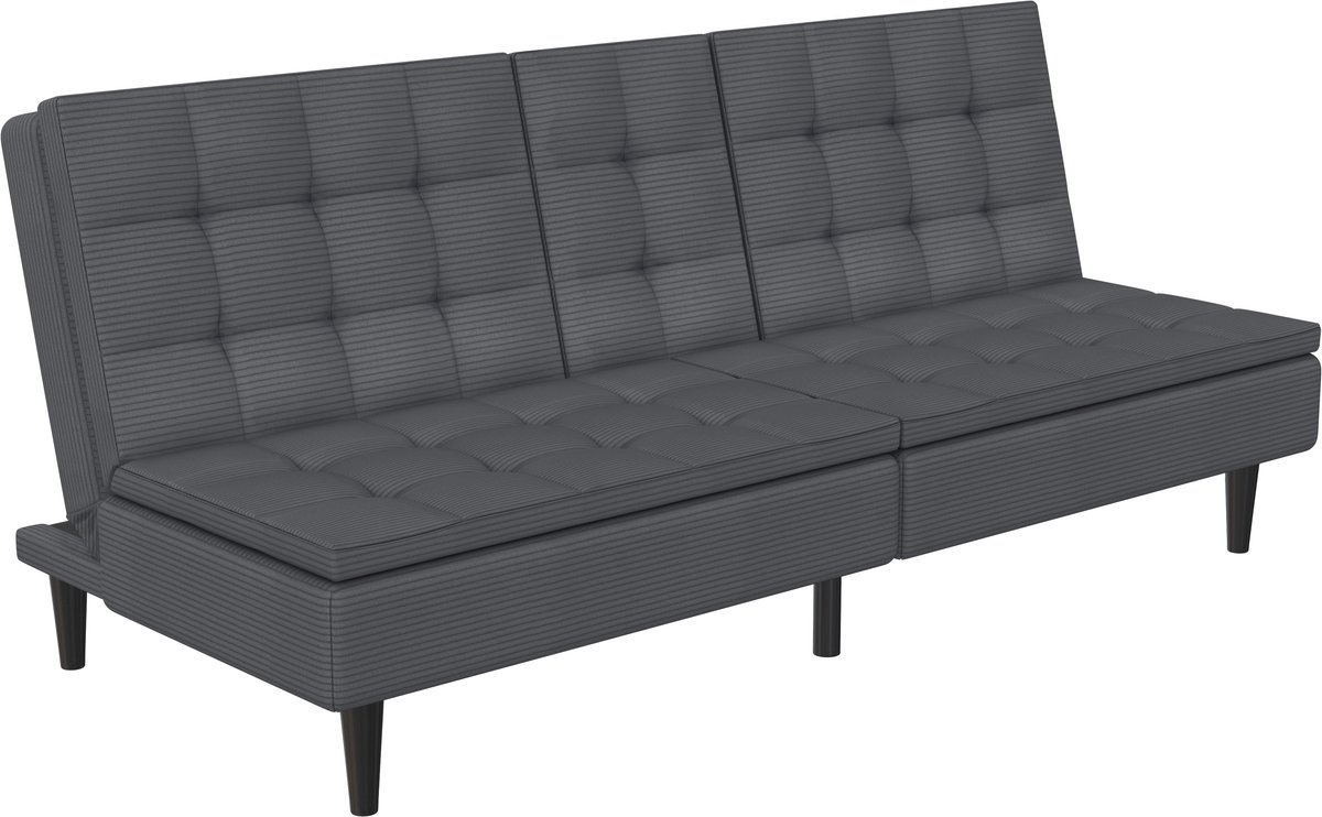 Notio Living MAINE Slaapbank met Relaxfunctie - Antraciet Corduroy - 190 cm