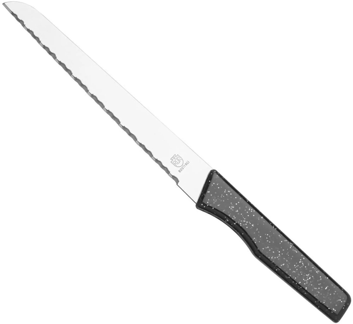 RÖR Solingen Broodmes – Gekarteld Lemmet – Glitter Kunststof Handvat – 18 cm – zwart
