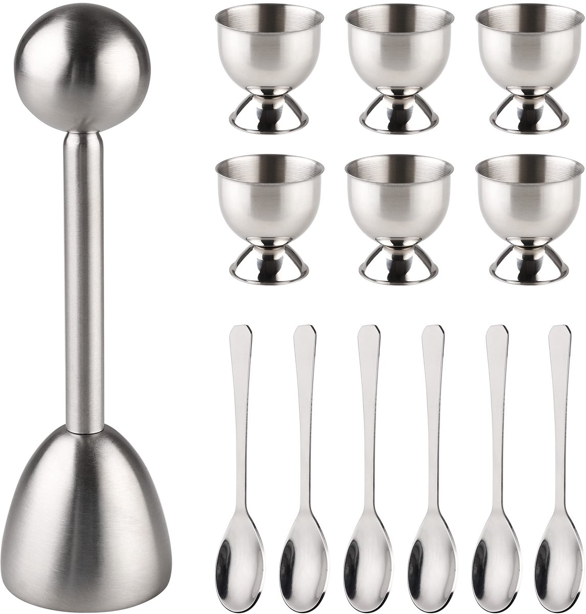 Unyqoos® Complete set eierkraker met eierdopjes en lepels voor ontbijtplezier