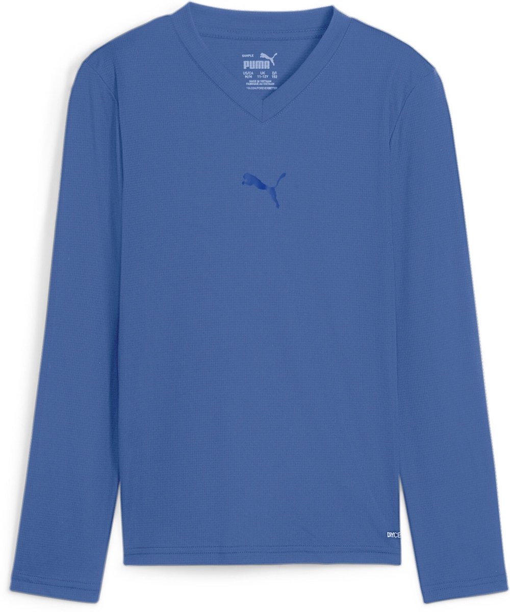 Puma Kinder Shirt TeamGoal Baselayer Tee Longsleeve Jr. 659041 Electric Lemonade-Puma Team Royal-140 Blauw