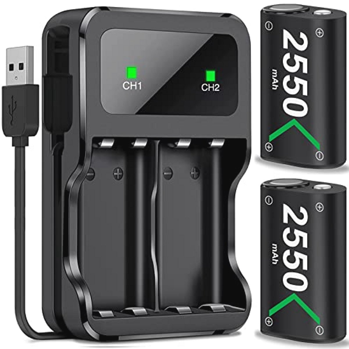 Oplaadbare Accu 2550 mAh voor Xbox Controllers - 2 Stuks met 25 Uur Speeltijd