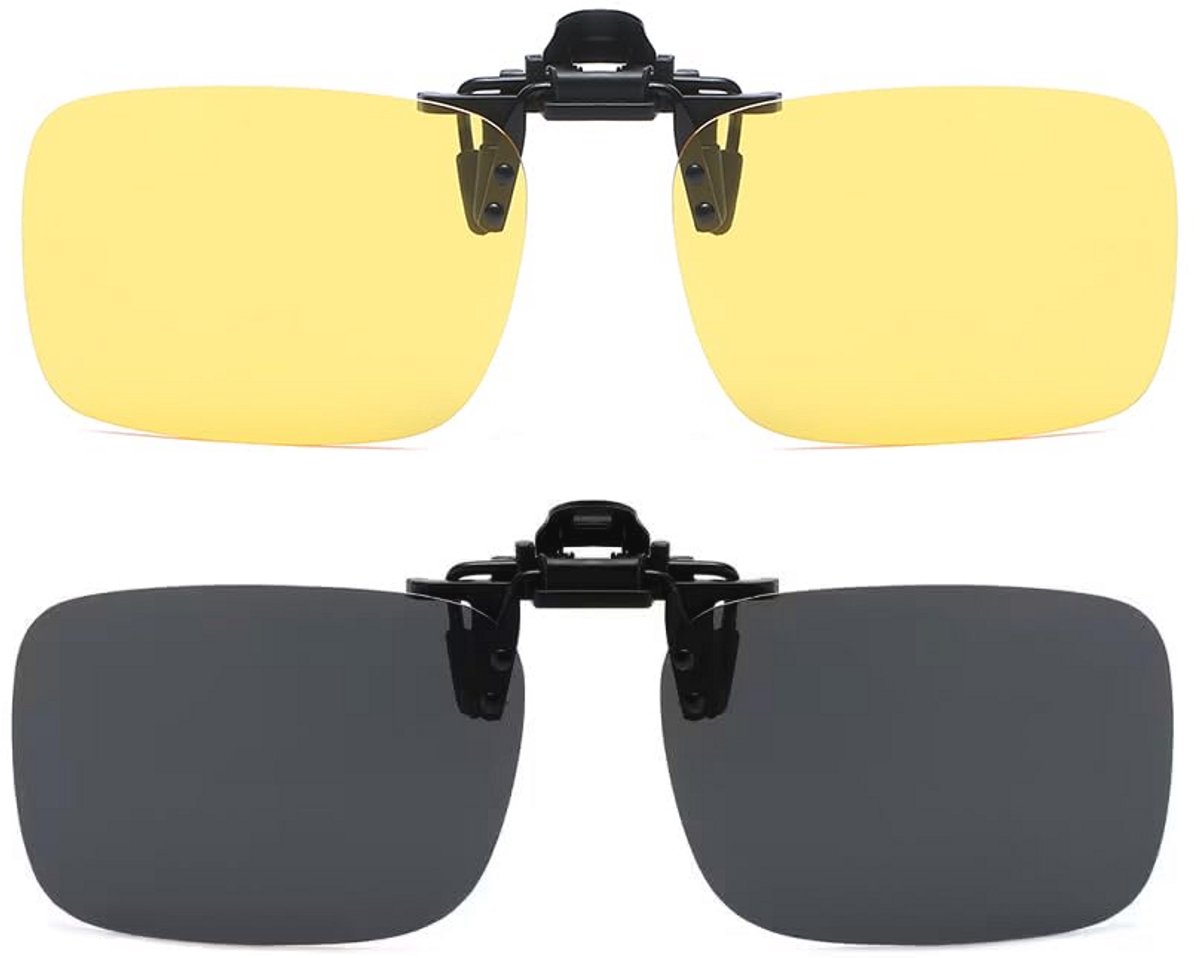 Zonnebril opzetbril voor brildragers - clip-on zonnebril voor heren en dames, 2 stuks