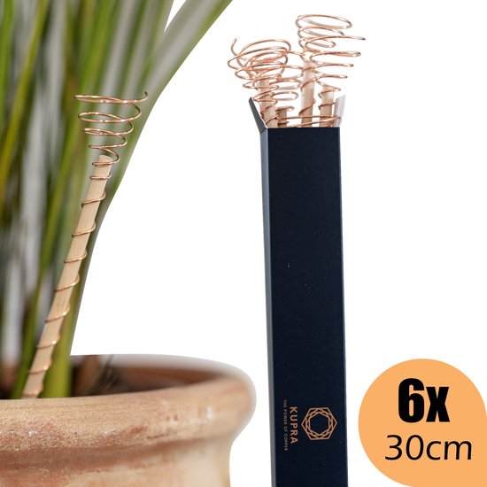 Kupra Elektrocultuur - Electrocultuur - 6x Kopperen Antennes - 30cm - Koperen Spoel Antenne - Set van 6 Koperen Stokken met Spiraal voor Snelle Plantengroei in Moestuin, Plantenpotten & Tuin
