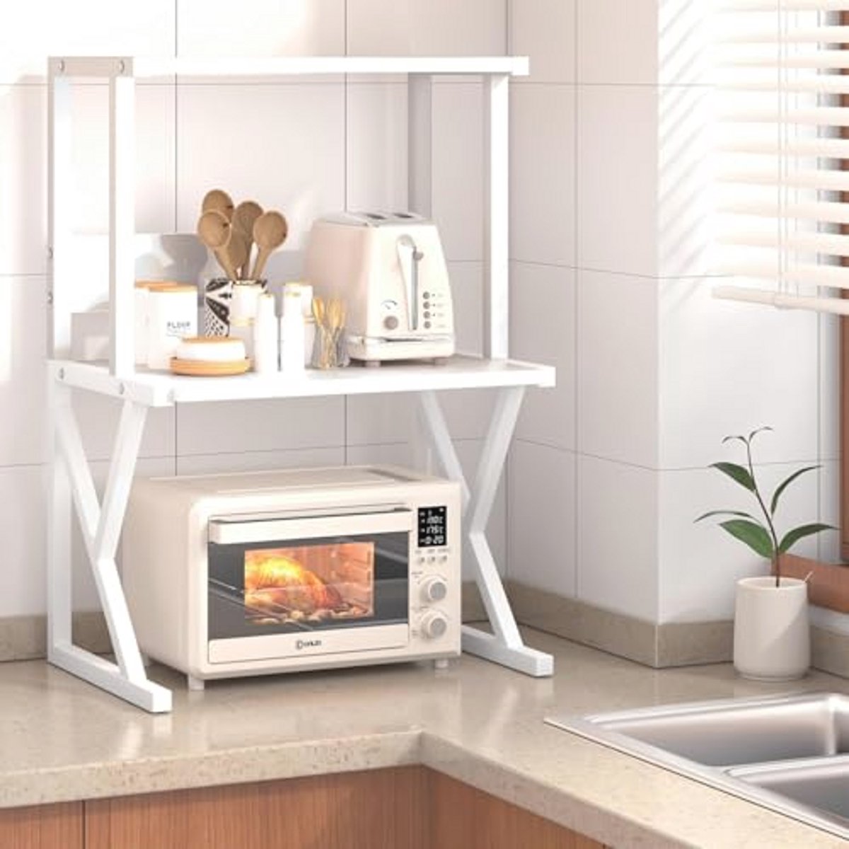 Multifunctionele 3-laagse Printer Stand voor Thuiswerkplek - Houten Opslag en Organisatie