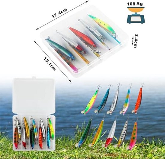 Set van 10 rubberen wobblers voor het vissen op forel, baars, snoekbaars en meer - Perfect voor zoet en zout water — afbeelding 2