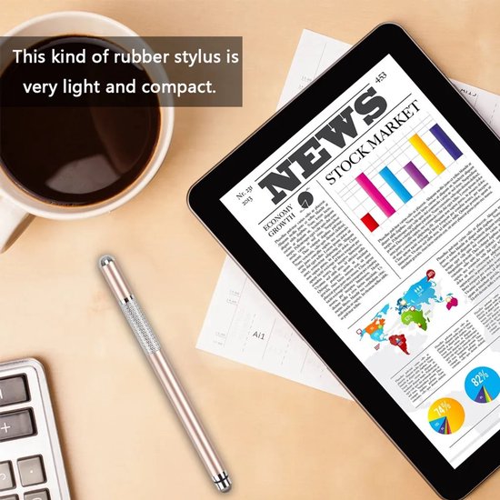 Universele 2-in-1 stylus Geschikt voor touchscreens met verwisselbare microvezelpunten, Geschikt voor telefoons en tablets (roségoud). — afbeelding 4