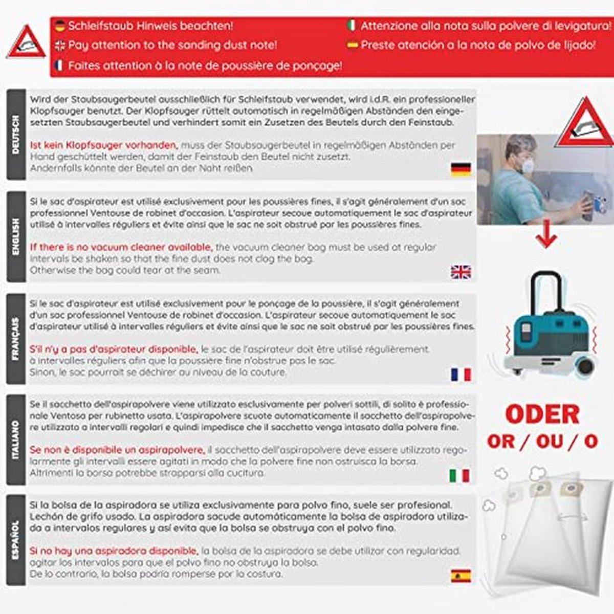 Universele stofzuigerzakken voor ketelzuigers en industriële stofzuigers, 10 stuks, 30 l