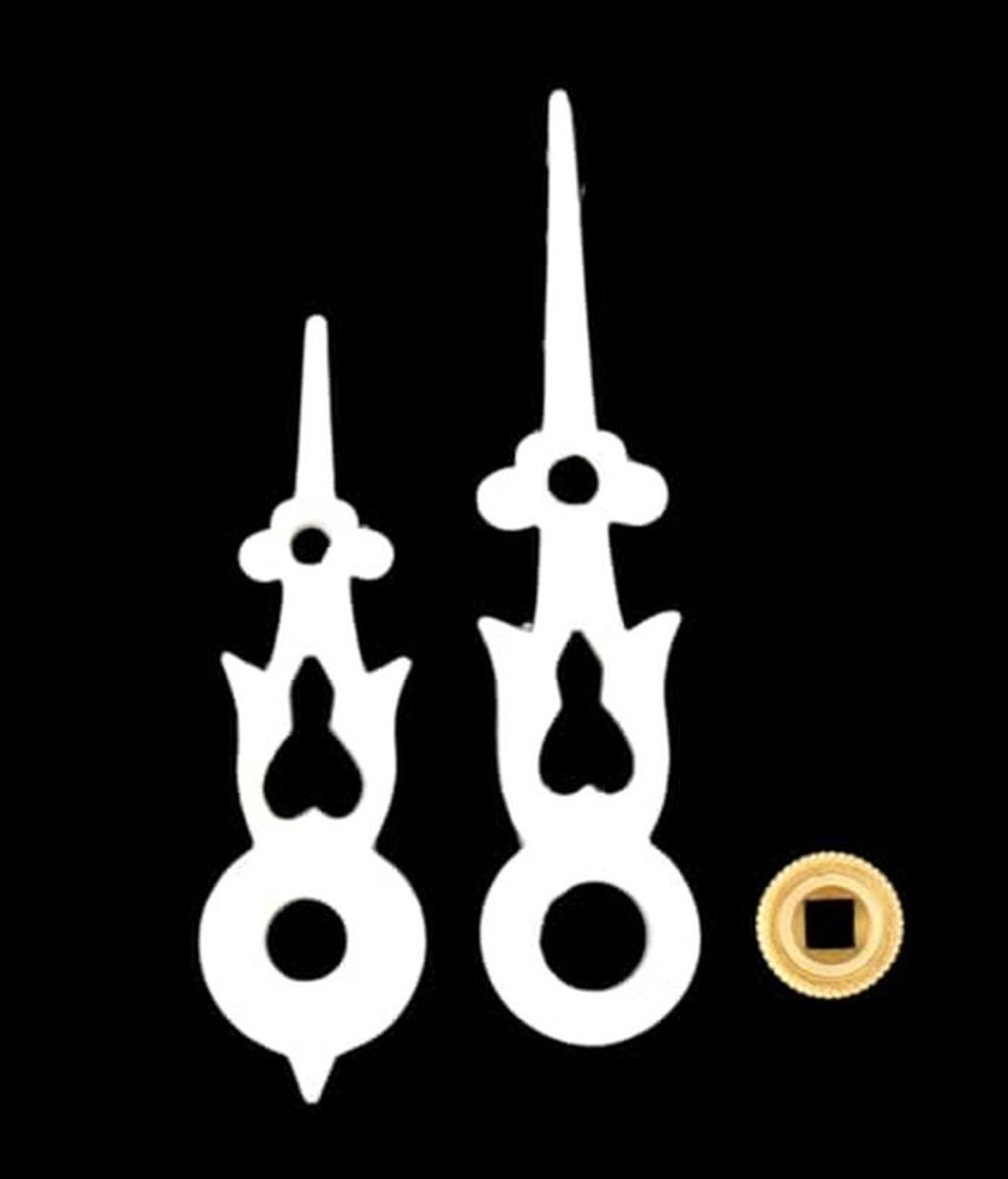 Handgemaakte Witte Kunststof Wijzers voor Koekoeksklokken - Verschillende Maten Beschikbaar