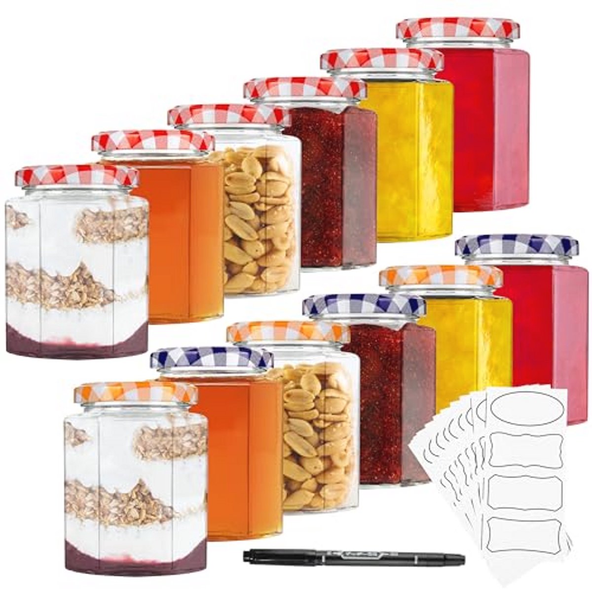 Inmaakglazen Jampotten met Luchtdichte Schroefdeksels - Set van 12 Stuks (250 ml)