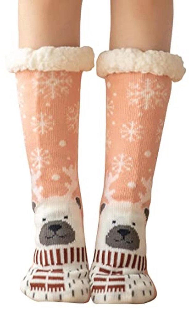 Warm Fluffy Slippers for Women - Thermal Fleece Socks Non-Slip Home and Bed Socks