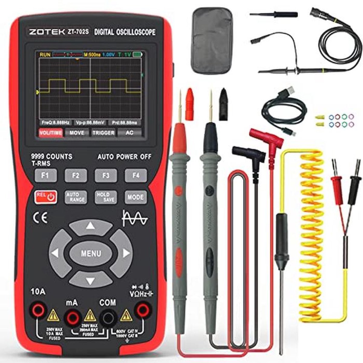2-in-1 Handheld Digitale Automotive Oscilloscoop Multimeter - Amp Ohm Volt Meter Tester met Hoge Bemonsteringssnelheid