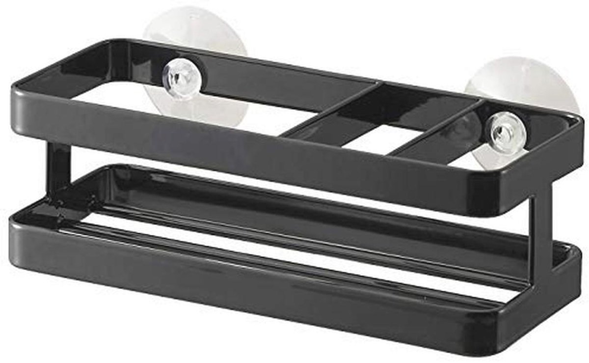 Spons- en Fleshouder in Zwart - Stalen Organizer voor Keuken of Badkamer 18 x 8 x 6 cm
