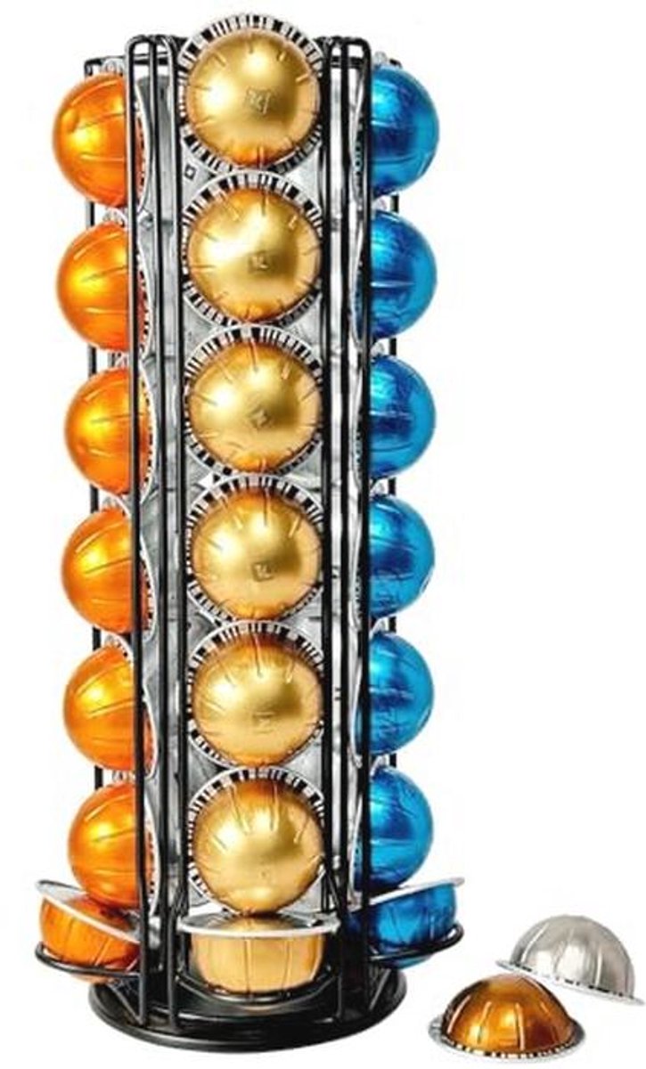 Koffiecapsulehouder voor Espresso Vertuo Capsules - Draaibaar Pod Rek voor 35 Capsules - Zwart