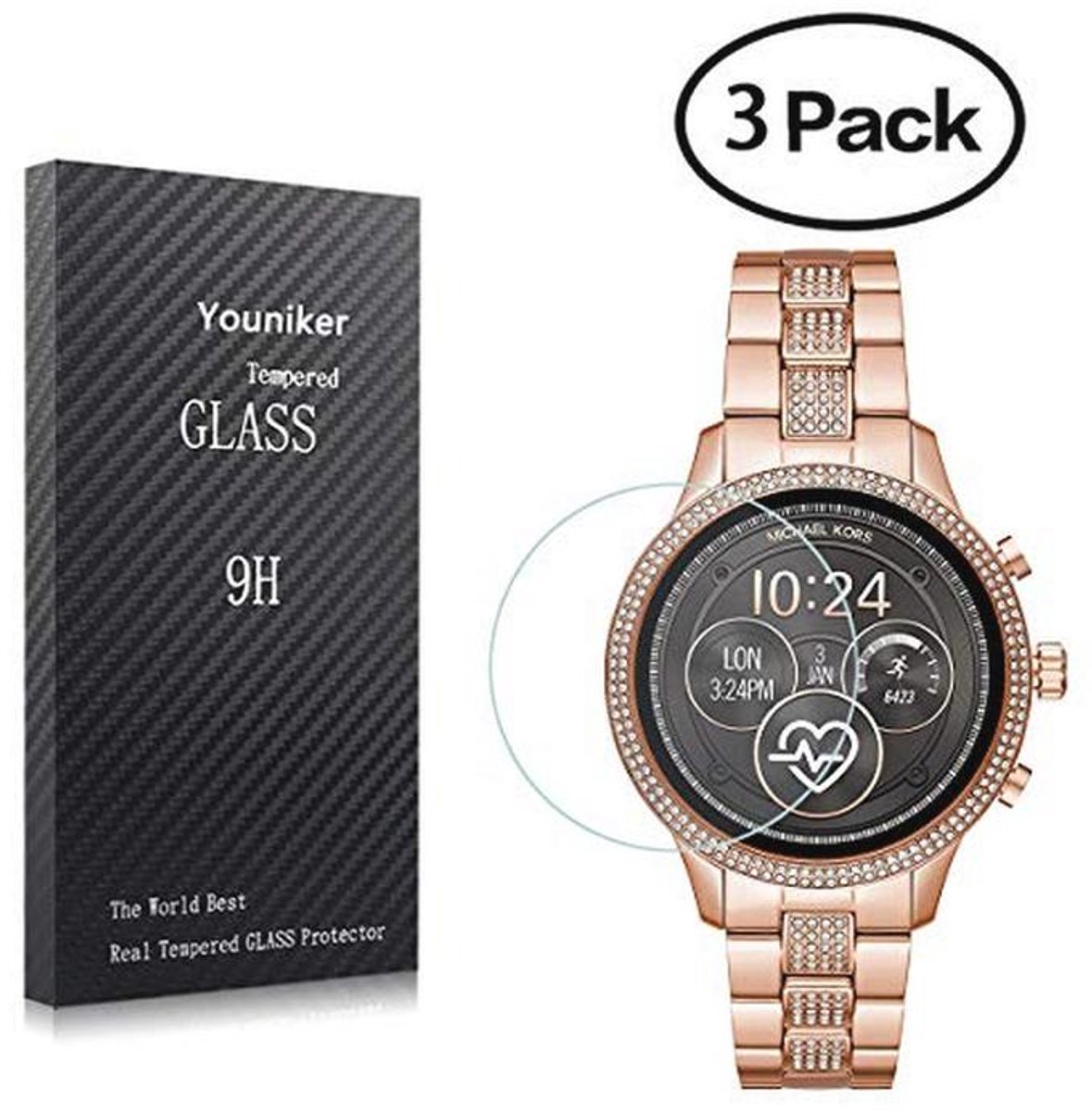 3 Pack Screen Protector Gehard Glas voor Smart Horloge 2018