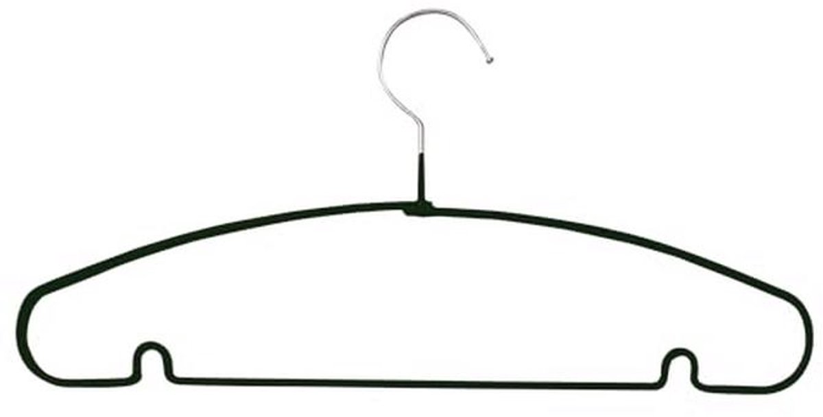 Metalen kleerhangers met kunststofcoating - Zwart, 10 stuks