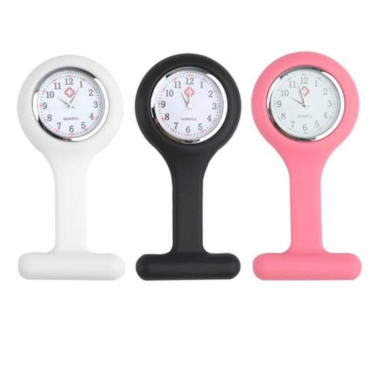 Ziekenhuis Zakhorloge - 3 Stuks - Silicone Tweedehand met Speld - Voor Zorgprofessionals - Vintage Stijl