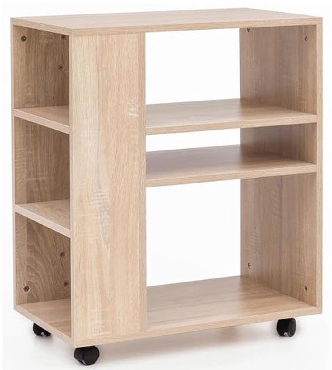 Slanke houten trolley met wielen - 60x35x75 cm multifunctioneel design