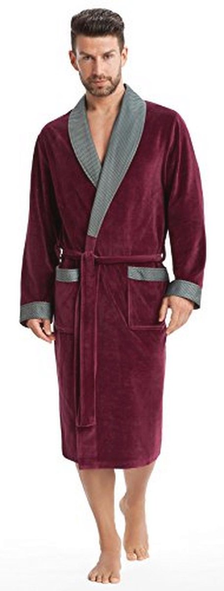 Elegante knuffelzachte badjas voor heren met reverskraag en ceintuur