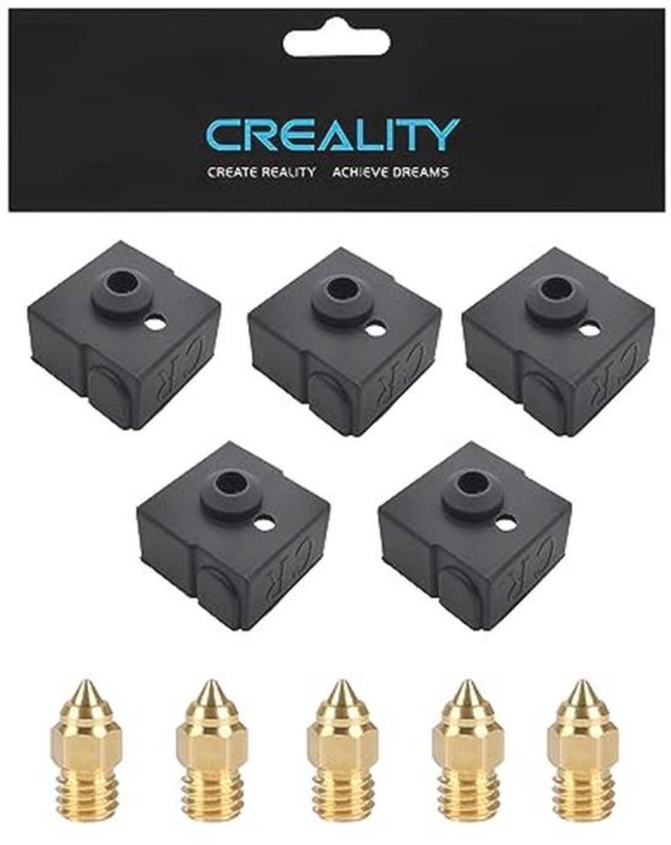 5 Stuks Spuitmonden 0,4 mm en 5 Siliconen Sokken voor 3D-printers