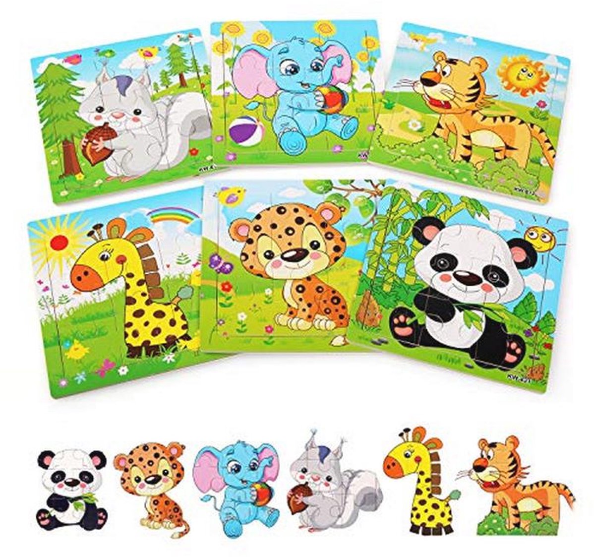 Houten Puzzelset voor Kinderen 2-5 Jaar - Educatieve Dierenpuzzels