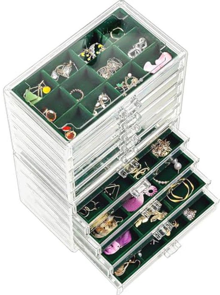 Duidelijke Acryl Sieraden Organizer met 10 Lades - Ideale Sieradenopslag voor Vrouwen