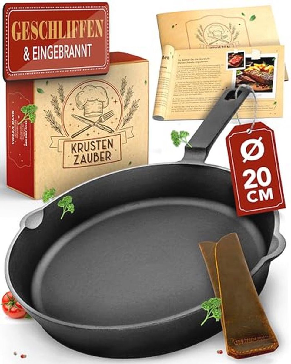 Grillpan Gietijzer 20 cm - Perfect voor Gezond Grillen en Bakken