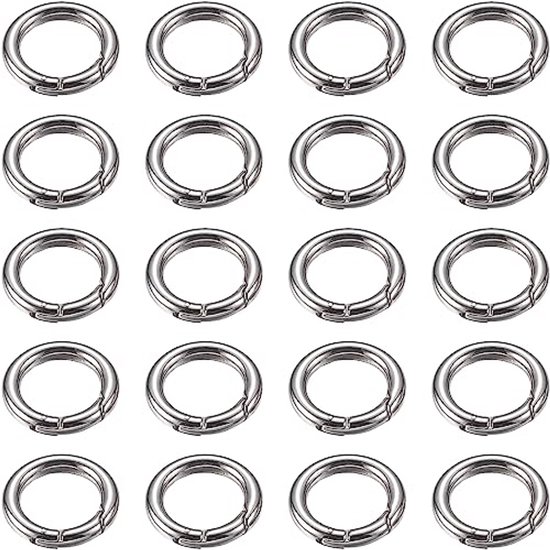 Bikasun 20 stuks ronde karabijnhaken, ronde karabijnring, sleutelhanger, klein om te knutselen, tasaccessoires, sleutelhangers, doe-het-zelf knutselen, 28 mm, 28 mm