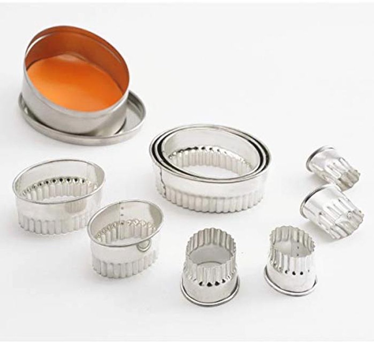 Ovale Uitsteekvormpjes van RVS - 9-delig, Diverse Diameters, Geometrische Vormgeving