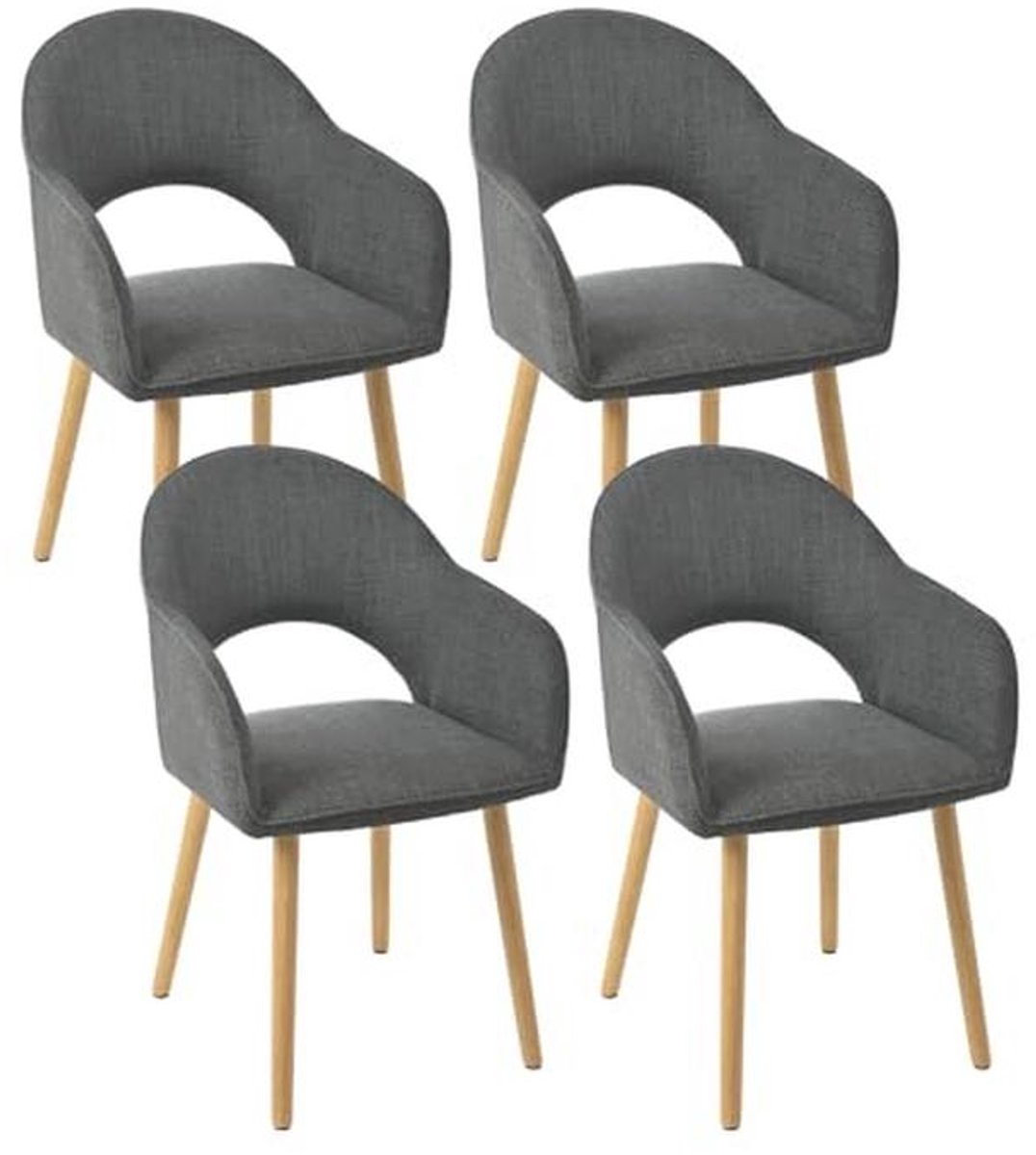 Eetkamerstoelen met Armleuning - Houten Poten, Set van 4, Gestoffeerde Keuken- en Woonkame