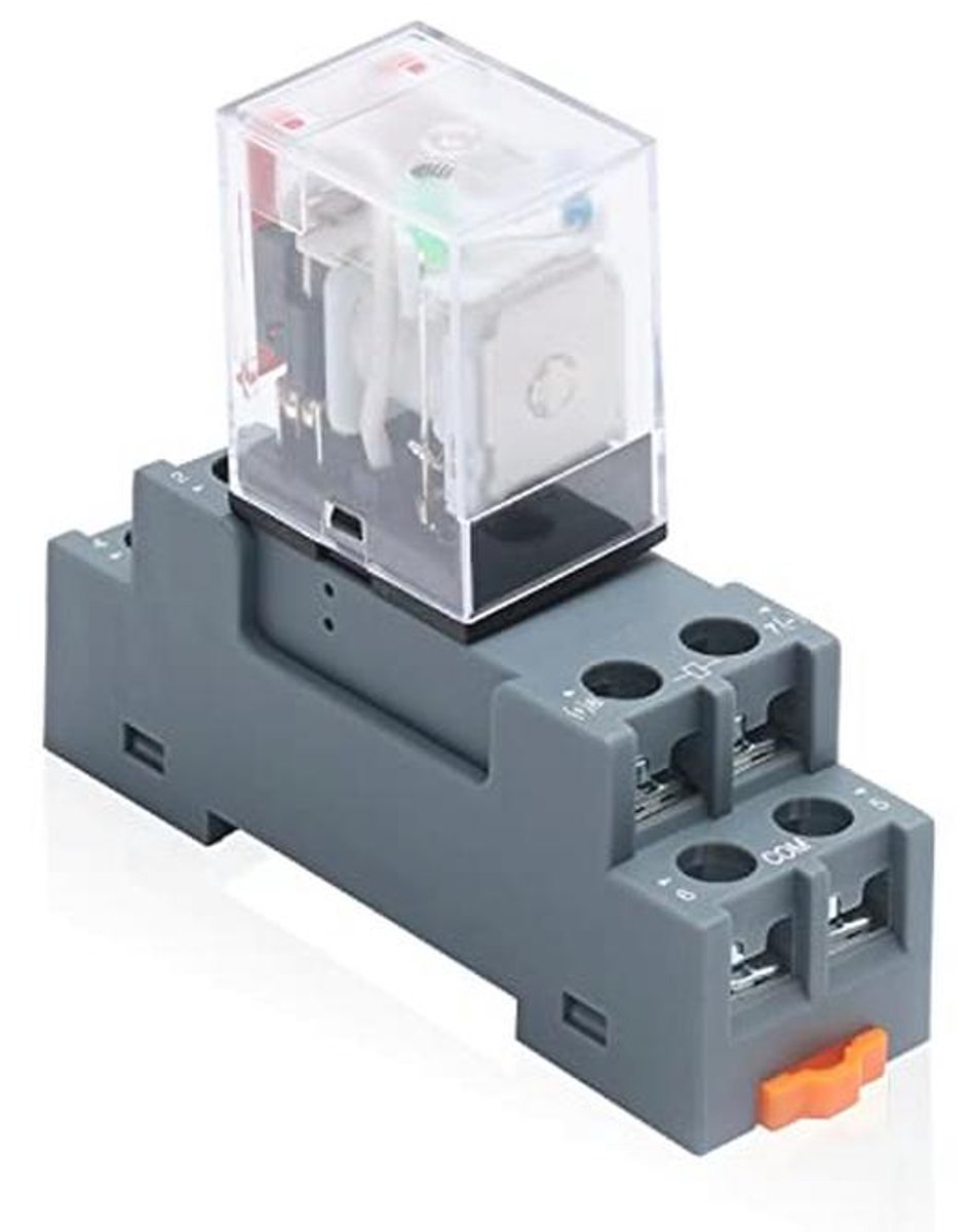 8-polig 10A elektromagnetisch vermogensrelais met controlelampje en stopcontact